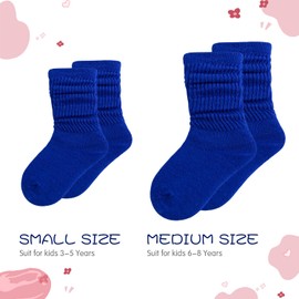 DOOVID Toddler Slouch Socks Knee High Socks Kids Boys Girls Cotton Long Crew Socks Royal Blue 6-8 Years