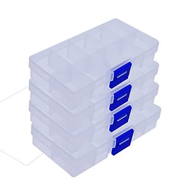 4 Pcs 10 Grids 5 Inch x 2.5 Inch Adjustable Small Removable Clear Plastic Jewelry Organizer Divider Storage Box Jewelry Earring Tool Containers (White (10-Grid) 4pcs)