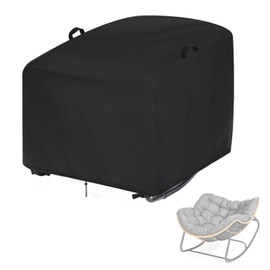 Outdoor Patio Egg Rocking Chair Cover - Waterproof, Fits Indoor Papasan Chair & Rattan Wicker Lounge Chairs (Black, 42x42x34in)