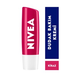 NIVEA Kiraz Dudak Bakım Kremi, 24 Saat Nem, Dudak Bakımı, Kiraz Kokusu, Hafif Kırmızı Işıltı (4,8gr)
