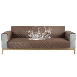 Carvapet Sofa Cover Waterproof Sofa Slipcover Water Resistant Chair Loveseat Settee Sofa Couch Furniture Cover Protector with Adjustable Elastic Straps for Dogs Cats (Coffee, 2 Seater)