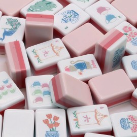 Wholesale  Red Christmas Acrylic Engraved 4 Layer 160 Custom Luxury Sunday Travel Set America Mahjong TilesColor: Light Pink