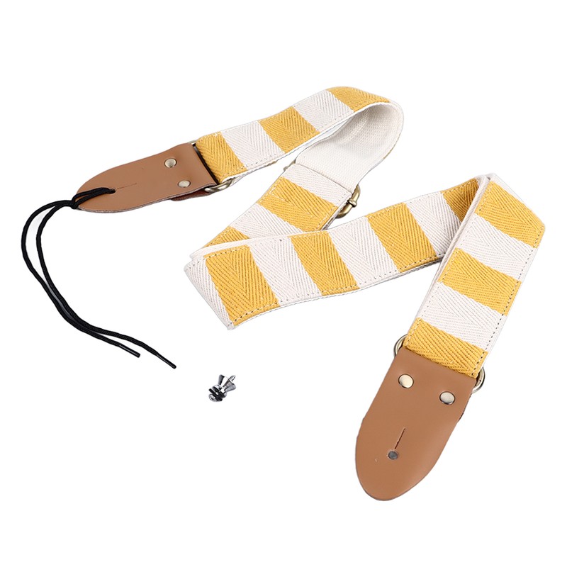 Guitar Strap Stylish Stripe Pattern Thickened Cotton Leather Adjustable Guitar