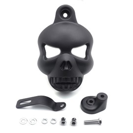 HTTMT- 1992-2014 H-D Motorcycles Black Skull Cowbell Horn Cover Compatible With Stock 'Cowbell' Horn Cover and ALL V-ROD'S [P/N: MT246-005-BK]