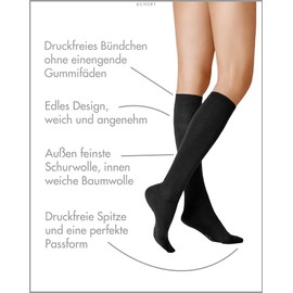 KUNERT Women's's SOFT WOOL COTTON Knee - High Socks 100 DEN Black 0070), 6 to 8