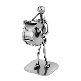 Broadway Gift Marching Band Drumline Drummer Silver Tone 6 inch Table Metal Decorative Musician Tabletop Figurine
