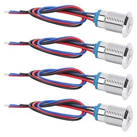Marhynchus 4 Sets 1224V 12mm LED Indicator Light Pre Wired Round LEDs Waterproof 2Color Light Common Anode Electrode with Compression Nut and Washer(Red and Blue)