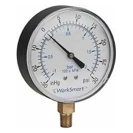 Value Collection 3-1/2" Dial, 1/4 Thread, 30-0 Scale Range, Pressure Gauge Lo...