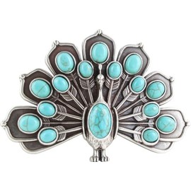 BELTINGER Belt Buckle Peacock 4.0 cm Buckle Interchangeable Buckle Belt Buckle 40 mm Solid Change Belt up to 4 cm, Silver with turquoise stone