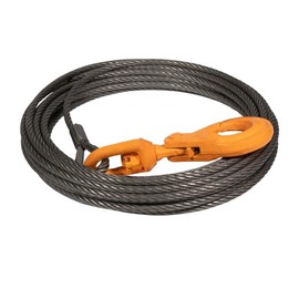 Mytee Products Wire Rope Steel Core Winch Cable 3/8" x 50' Swivel Hook 14,400 lbs Breaking Strength Replaces B/A 4-38PS50LH