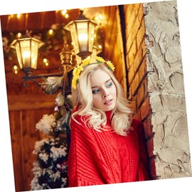 PACKOVE Simulation Daisy Floral Wreath Hairband for Women Handmade Flower Crown Headpiece for Weddings Photoshoots Parties Daisy and Sunflower Hair Accessory