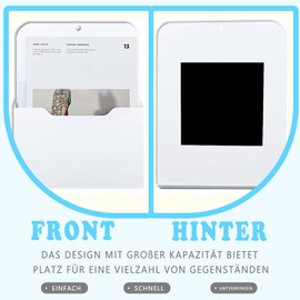 qhklew Pack of 2 Magnetic File Holder, Magnetic Pen Holder, A4 Document Holder, Office Supplies Storage, with Strong Magnet, for Whiteboards, Fridge, Home (White)