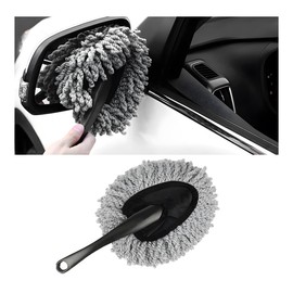 KVAEY Car Dash Duster Brush, Super Soft Microfiber Multi-Functional Car Cleaning Brush, Scratch Free Dash Dusting Tool with a Anti-Skid Handle for Vehicle Home Kitchen Cleaning (Gray)