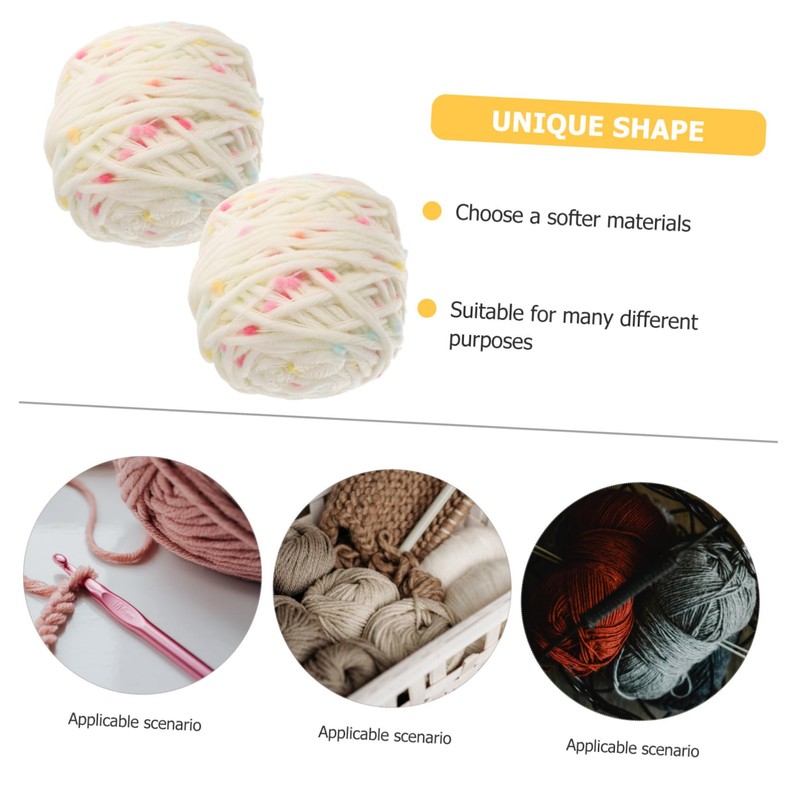 jojofuny 2 Rolls Multi Color Supple Crocheting Yarn Soft Worsted