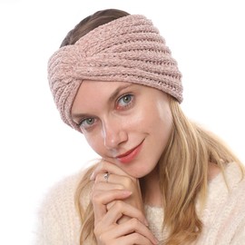 axy Women's Knitted Hair Band with Twist Knot Winter Headband, Knitted Hair Bands HBW3 (Dusky Pink)