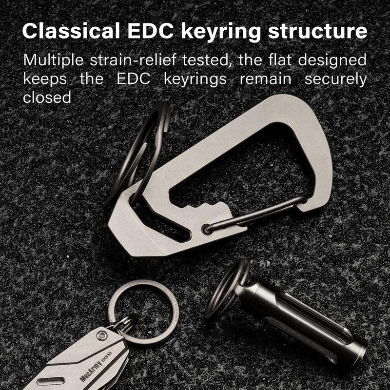 MecArmy Keychain, Titanium Carabiner EDC Key Ring Clip, Anti-Lost Quick