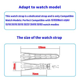 MMBAY Leather 28MM Watch Bands Compatible Fit for Audemars Piguet AP Royal Oak Offshore 15703(Men's style) 15710 26170 26176 26237 26470 26703 Strap Wirstband for Men and Women Waterproof Bracelet Watch accessories, Black