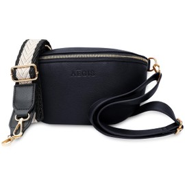 RFID Crossbody Bags for Women, Anti-Theft Sling Bag for Travel, Faraday Fabric Blocks 99% 5.G, Wi.Fi, Cell Phone Towers | Includes Two Removable Straps, Black