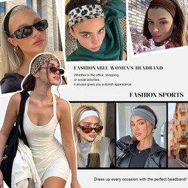 AWUMBUK Women's Sports Headbands, Pack of 8 Black Hair Bands, Non-Slip Headbands, Elastic Headbands, Unisex Hair Band, Sport, Yoga, Workout, Running, Fitness, Gym, Hair Accessories