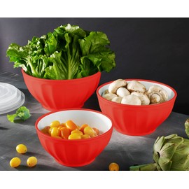 Godinger Mixing Bowls with Lids, Plastic Nesting Bowls Set, Storage Bowls, Microwave Safe Mixing Bowl Set, 3 Bowls 3 Lids