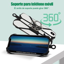 Cordón para Teléfono Silicona, Correa para Celular Cuello, Soporte para Celular con Almacenar Tarjetas Crédito y Dinero en Efectivo, Compatible con la Mayoría Los Teléfonos Inteligentes (Negro)
