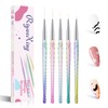 5PCS Nail Art Liner Brushes - Liner Brush For Nail Gel Fine Drawing,Thin Liner Nail Brush Set Size 7/11/15/20/25mm Striper Brushes Christmas Gift for Women