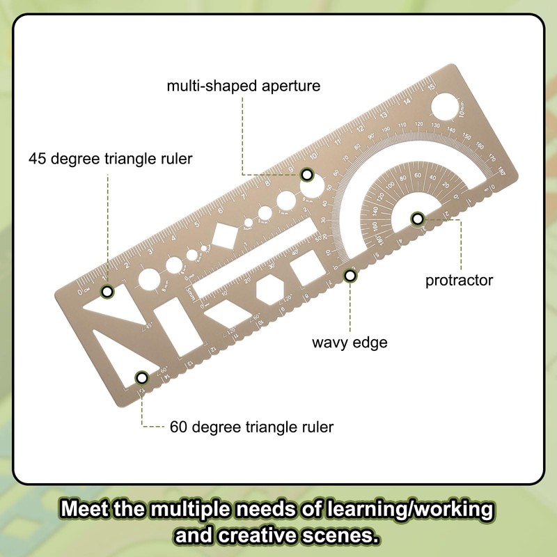 sourcing map Multifunctional Geometric Rulers 15cm Metric and SAE Aluminum