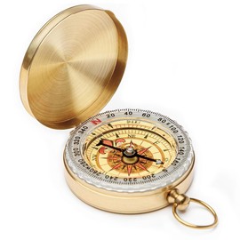 Outdoor Compass, Waterproof Compass with Luminous Numerals, Brass Portable Compass, Pocket Compass for Hiking, for Children, Backpacking, Outdoor Activities