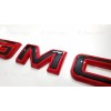 Auto Front & Rear GMC Gloss Red Black OVERLAY Emblem