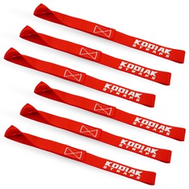 Soft Loop Tie Down Straps - 1 x 12 inches- 4,500 lb Load Capacity - Red 6 Pack - Loops for Securing ATV, UTV, Motorcycles, Scooters, Dirt Bikes, Lawn & Garden Equipment by KODIAK STRAPS