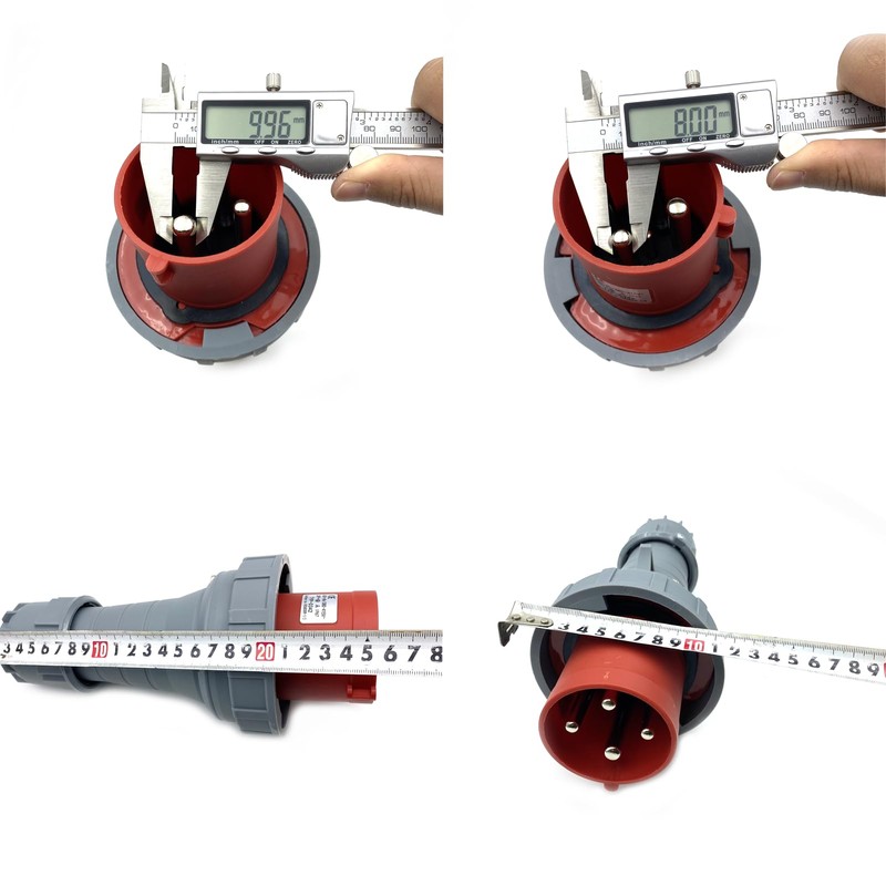 1Set Waterproof Industrial Connector Plug Socket, 4Pin 63A 380V-415V 3P+E