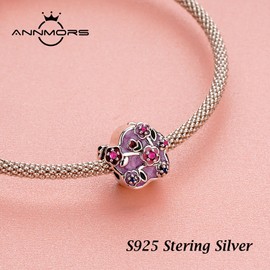 Annmors 925 Sterling Silver Charms fit Bracelets Necklaces Colorful Christmas Snowflake Dangle Beads with 5A Cubic Zirconia Christmas Valentine Mother's Day Gift Charms for Women