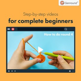 Genround DIY 2PCS Beginners Crochet Kit with Yarn Handicraft Complete Crochet Hooks Kit for Beginners Adults Crochet Kit with Step-by-Step Instruction and Video Tutorials