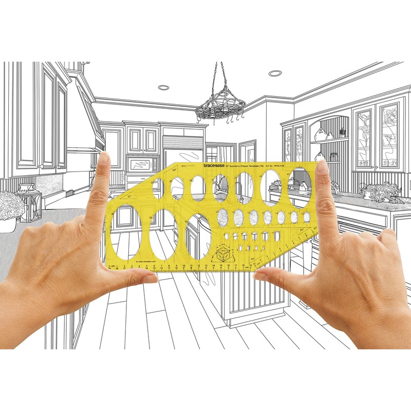 Traceease Geometric Drafting 35° Isometric Ellipse Template Drawing Stencil, Designing