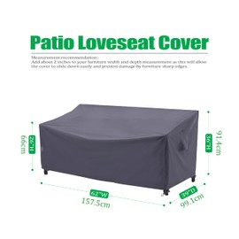 F&J Outdoors Patio Loveseat Cover, Heavy Duty Waterproof UV Resistant 2-Seater Cover, 62" W x 39" D x 36" H