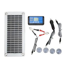 12V 30W Solar Panels Kit Portable Solar Panel Module with Controller Fixed Suction Cup for Recreational Vehicle Car Ship Camping