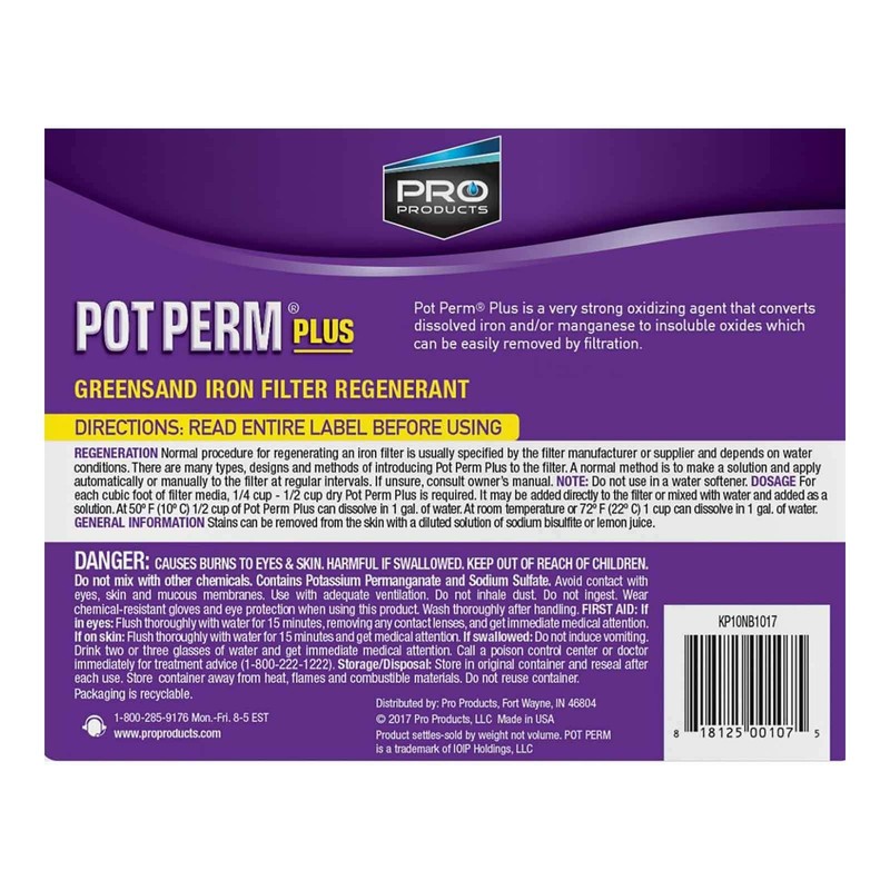 Pot Perm Plus Greensand Iron Filter Regenerant 28oz bottle For