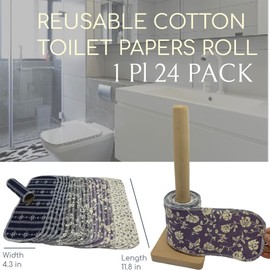 BEECO GIF2U Reusable Toilet Paper Towels 24 Count Roll,Washable Absorbent No Tear Bidet Towels Cotton Cloth,Zero Waste Cleaning Supplies for Bathroom(4 Colors Rose)