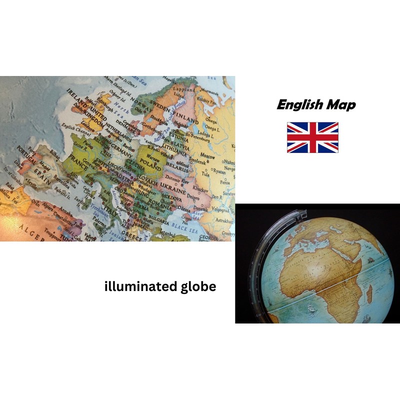 TOPGLOBE 20cm Illuminated Globe - English Map - Modern Political