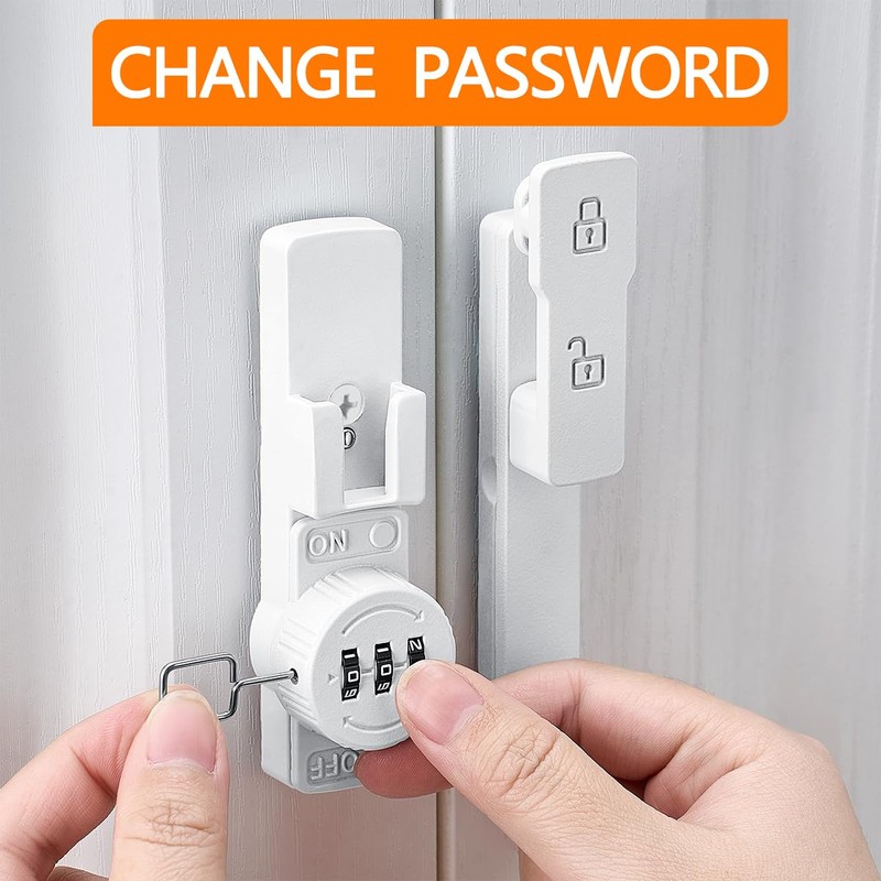 INIRET White 180 Degree Barn Door Lock,Mechanical Password Lock,Flip Latch