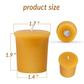 AGLARY 6PCS Pure Beeswax Votive Candles, Unscented, Naturally Lightly Honey Scented, 12 Hours Burn Time Each (Raw)