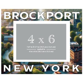 R and R Imports Brockport New York Souvenir Wooden Photo Frame Matted 4 x 6 Inch - Full Color Destination Design Keepsake Single