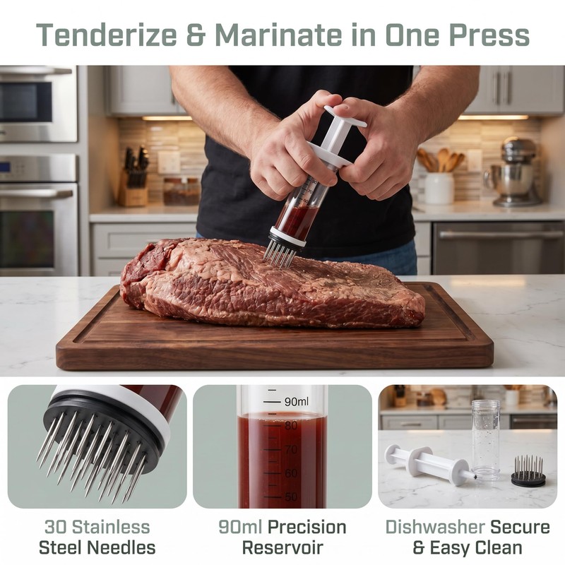 Meat Tenderizer Injector Stainless Steel BBQ Marinade Needle