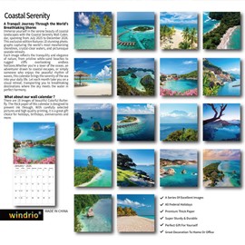 2026 Wall Calendar,Calendar 2026, July 2025 - December 2026, Wall Calendar Coastal Serenity, 12" x 24" Opened,Full Page Months Thick & Sturdy Paper for Gift Perfect Calendar Organizing & Planning