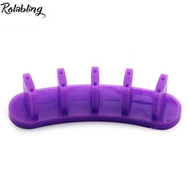 Rolabling 3pcs False Nail Art Tips Practice Display Stand Tool with 10 pcs False Nail Tips for Gel Nail Polish DIY Nail Training Tools (Purple)