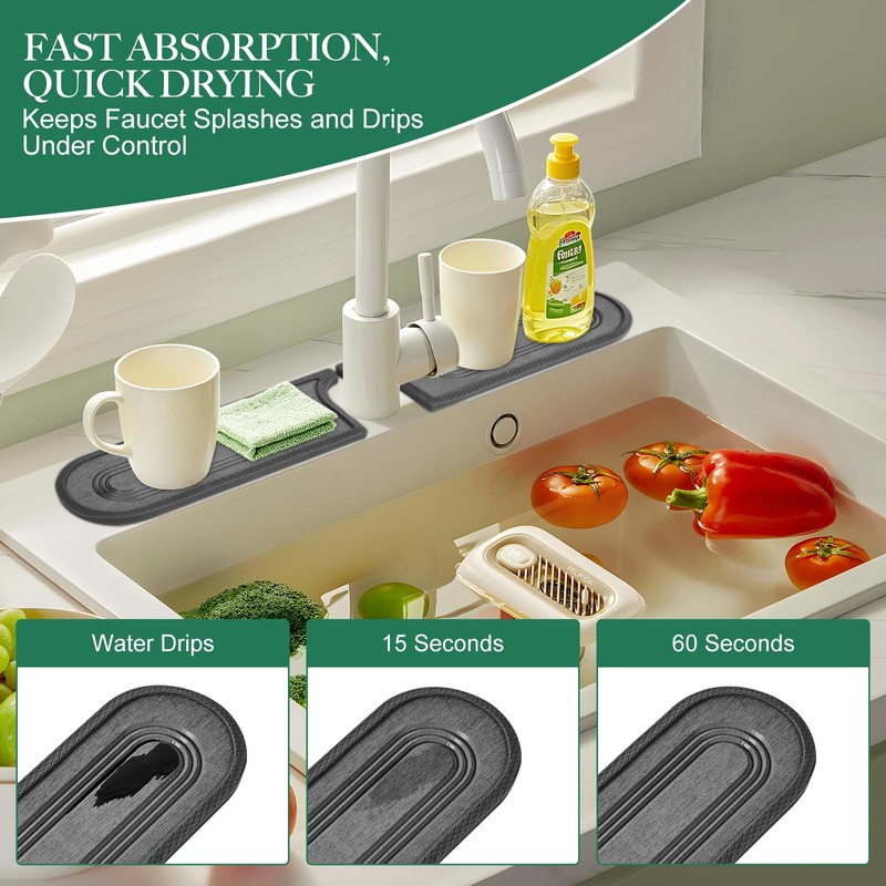 KitchifyMaers Faucet Mat for Kitchen Sink with Airflow Silicone Sleeve,