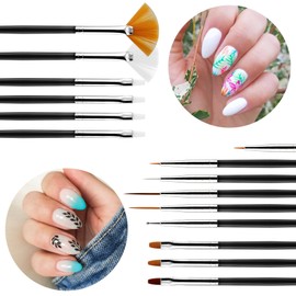 15 Pcs Nail Brushes, Nail Art Kit, Nail Art Brush Set for Nail Drawing, Nail Design, Nail Supplies (Black)