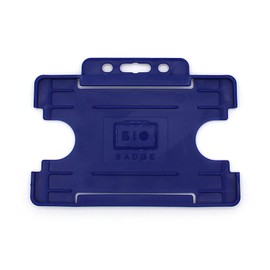 10 x Mid Blue BioBadge Landscape ID Card Holders Open-Faced for ID Cards