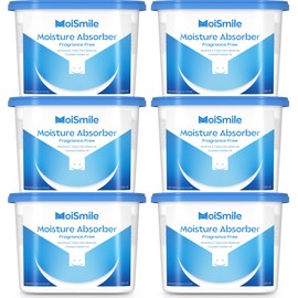Moismile Moisture Absorbers 6 Packs, 10.8 Oz Efficient Humidity Absorber ＆ Odor Eliminator Boxes, Refillable Car Dehumidifier for Closet, Bathroom, Basement＆ RV, Fragrance Free