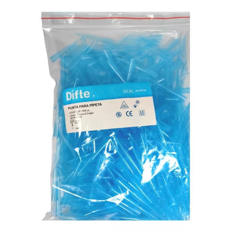 Difte Puntas Azul De 1000ul Para Micropipeta 2,500 Piezas